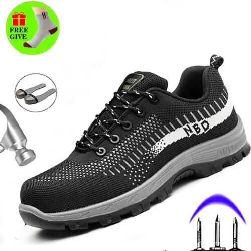 Safety Shoes Summer Breathable Anti-static Work Boots Outdoor Casual Anti-Puncture Steel Toe Non-slip Wear-resistant Mens Boot