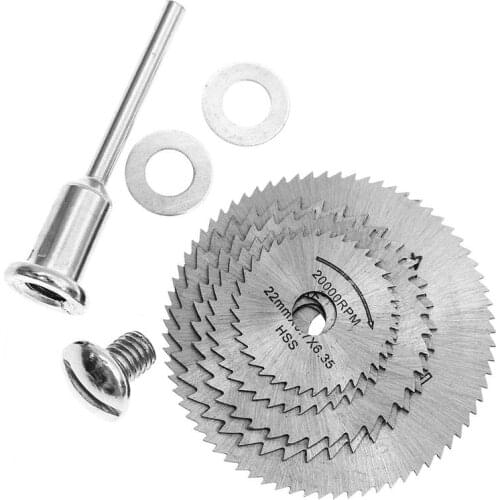 BMBY-6 Pcs 22-44mm HSS Circular Saw Blade Cutting Discs Set with 2 gaskets for Drill