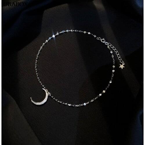 New Fashion Moon Pendant Anklets Bracelet Siver Plated Simple Charm Zircon Ankle Chain For Women&Girl Jewelry Gift