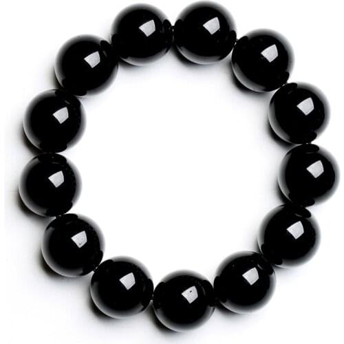 Luck Natural Crystal Stone Obsidian Bracelet 6 -16mm Amulet Round Beads Stretch Bracelet Unisex For Men Women Fashion Jewelry