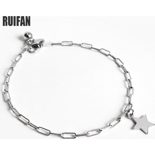 Ruifan Star Big O Chain Pure 925 Sterling Silver Bracelet for Women Minimalist Korean Bracelets Fine Jewelry Accessories YBR160