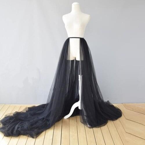 Black Detachable Tulle 5 layers for Bridal Overlay Skirt for Wedding Skirt Elastic Long Tulle Over Skirt Detachable Skirt 2021