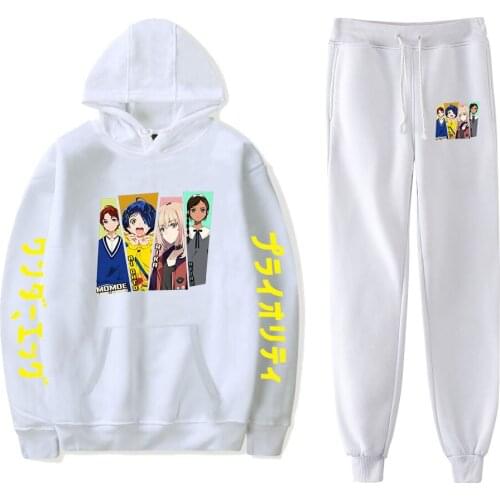 Wonder Egg Priority Hoodies+Sweatpants Suits Students Hoodie+Jogger Pant Harajuku Streetwear Anime Print Mens Women Hoodie Set