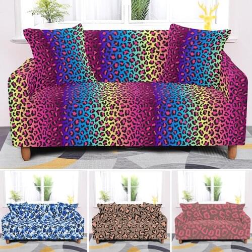 Psychedelic Leopard Elastic Slipcovers Geometric L Shape Corner Sofa Cover For Living Room Furniture Protective 1/2/3/4 Seat