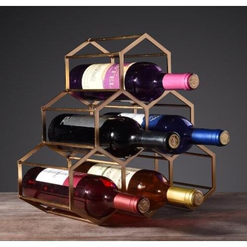 European creative the three layer wine frame of modern Home Furnishing living room cabinet restaurant alloy crafts ornaments