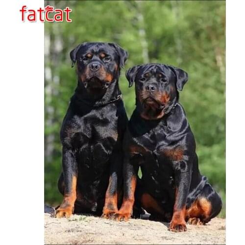 FATCAT DIY Diamond Painting Animals Rottweiler Dog 5D Cross Stitch 3D Diamonds Embroidery Mosaic Rhinestone painting decor AE465