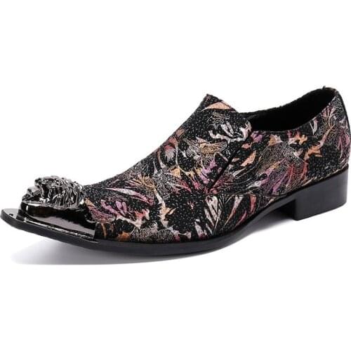 Italian Leather Mens Dress Wedding Shoes Mixed Color Vintage Pointed Toe Chaussure Homme Luxury Male Formal Party Flats Shoes