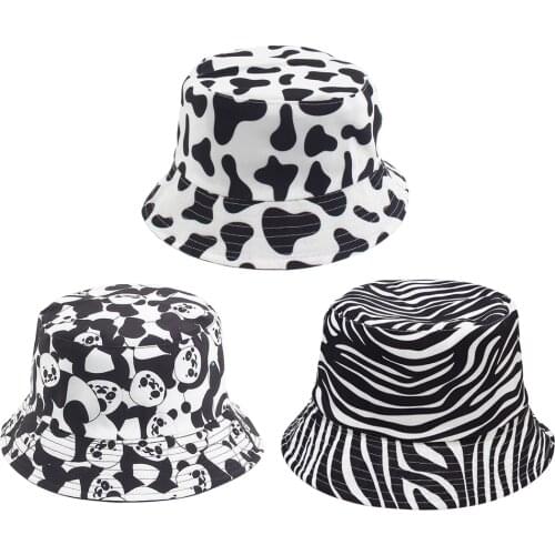 Refined Special Caps Bucket Hat Animal Pattern Bucket Caps Women Men Summer Outdoor Double Side Fisherman Hats