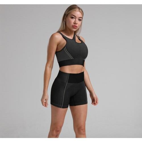 LANTECH Women Sports Suits Set Yoga Sets Gym Fitness Exercise Shorts Sportswear Lifting Squat Sports Bra Clothing Active