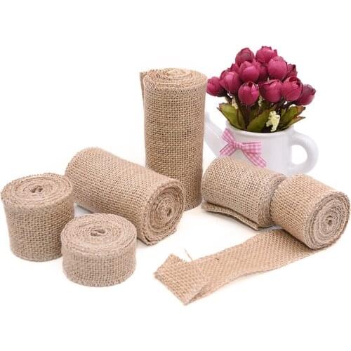 2 Meters Natural Jute Burlap Hessian Ribbon Rolls Vintage Rustic Wedding Decoration Gift Wrapping Festival Party Home Decor