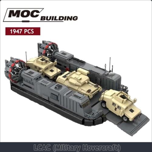 The Landing Craft Model Hovercraft Military Series Air Cushion MOC Building Blocks Bricks Vehicle Movie Series Toys Gif