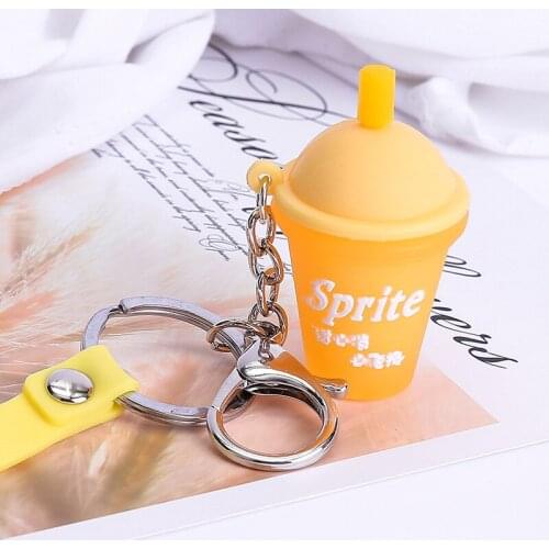 Milk-Tea Drink-Soda Bottle Keychain Female Girl Cute Mini Key Ring Jewelry Women Charm Bag Pendant Key Chains Accessory Gift