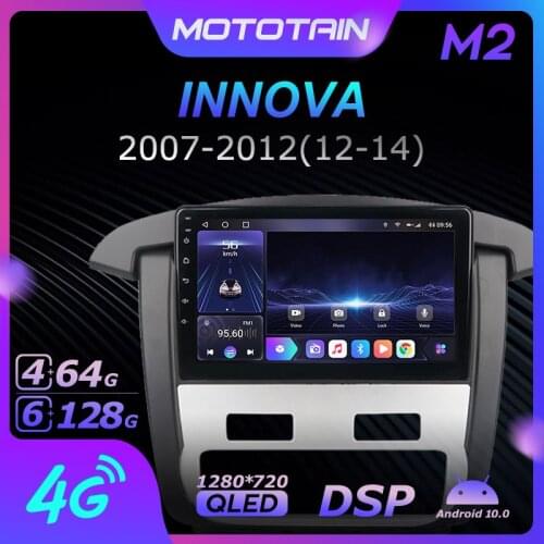 Mototain Android 10.0 6G+128G Car Radio Stereo for Toyota INNOVA 2007 - 2012 Auto Audio GPS 4G LTE System head unit 1280*720