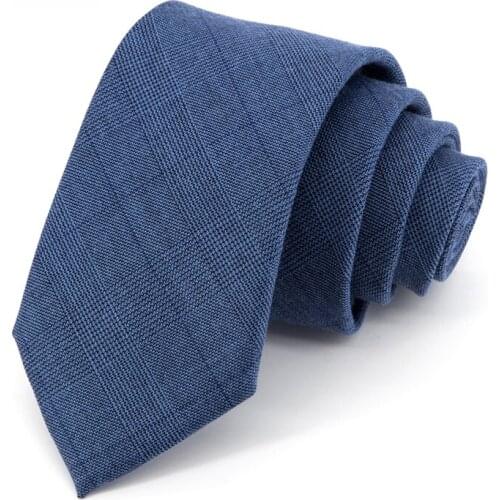 New Arrival 7 CM Blue Plaid Ties For Men British Style Fashion Business Dress Necktie Male Party Wedding Office Gift Box