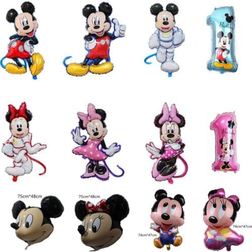 5Pcs Disney Minnie Foil Balloons Set Mickey Mouse Balloon Birthday Party Decoration Baby Shower Kids Toy Air Globos Supplies