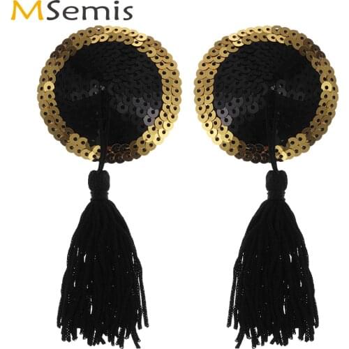 Women Breast Toys Kit Sexy Tassel Chain Sequin Silicone Nipple Covers Adhesive Bra Nipple Stickers Reusable Decor Breast Pasties