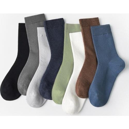 Mens New Styles Solid Color Business Breathable Socks Autumn Winter Casual Comfortable Crew Sport Home Socks High Quality