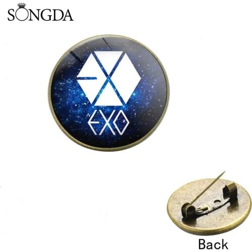 New Fashion KPOP EXO Logo Brooches Harajuku EXO Starry Sky Pattern Badges Backpack Hat Clothes Pins Brooch Fans Souvenirs