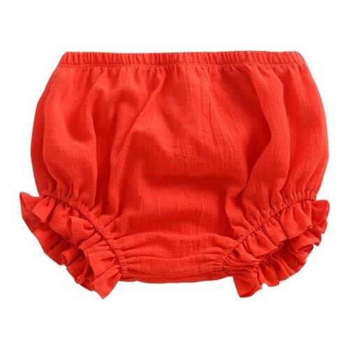 Autumn Newest Baby PP Pants Pure Color Yellow Kids Girls Cotton Linen Lace Lounge Pink Bread Pants 0-2 Years Short Pants