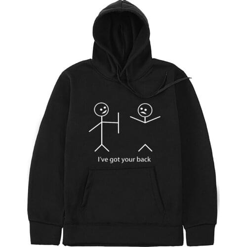 New Hooded Sweater Stickman Printed Mens Pullover Mens/Women I've got your back autumn and winter plus velvet fashion pocket t