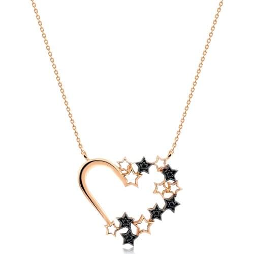 14k Gold Natural Black Diamond Star of My Heart Necklace WPN1060RYKP
