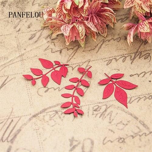 PANFELOU 1lot=3PCS leaves metal craft Carbon Steel Cutter paper die cutting dies Scrapbooking/DIY Embossing cards