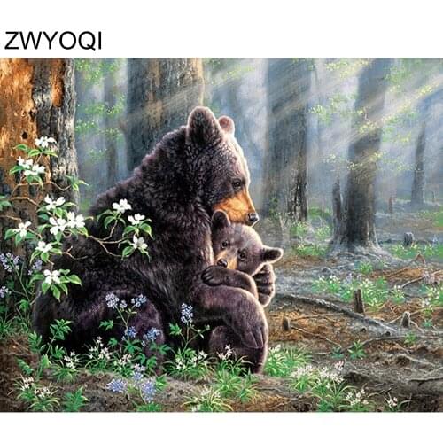 Full Round Diamond embroidery Black bear DIY 3D Diamond mosaic Black bear Full Square Diamond painting Cross stitch Black bear