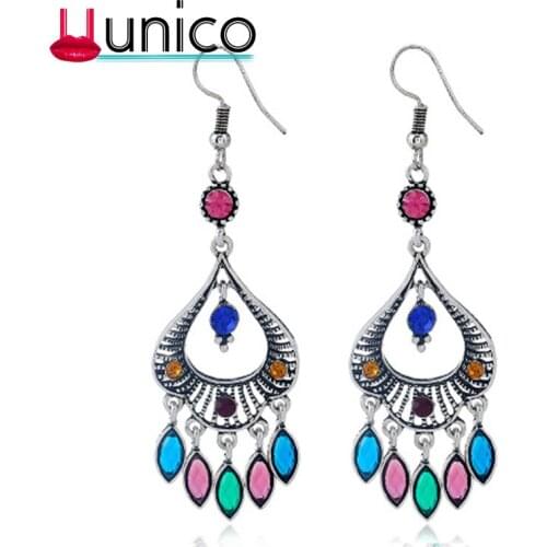 Multi-Colored Rhinestone Earrings 2018 Hot Exclusive Design Jewelry Women Vintage Resin Earrings
