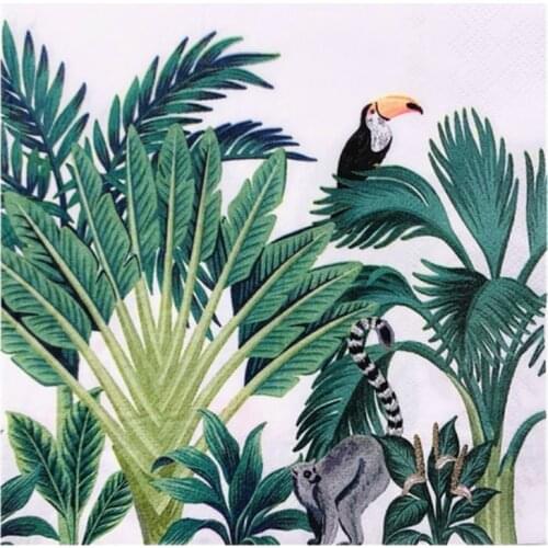 20pcs Parrot Tropical Rain Forest Napkin Paper Wood Tissue for Wedding Party Decoration 33*33cm