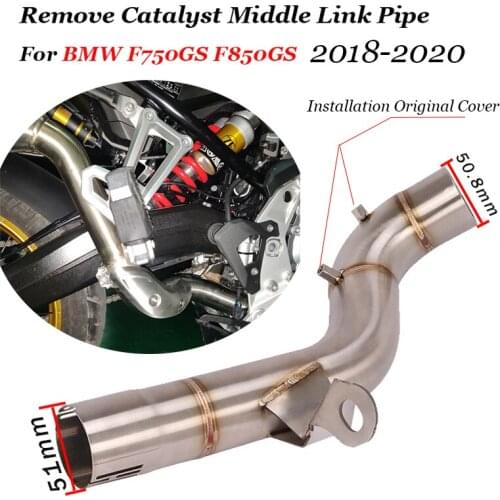 Motorcycle Middle Link Pipe Catalyst Delete Eliminator Enhanced Slip On For BMW F750GS F850GS Exhaust Moto Escape Tube Modified
