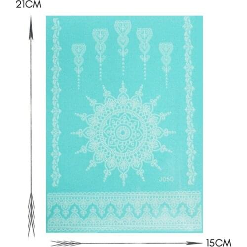Waterproof Henna White Lace Mandala Flower Temporary Body Hand Tattoo Sticker White Bride Wedding Bracelet Jewelry Lace Decal