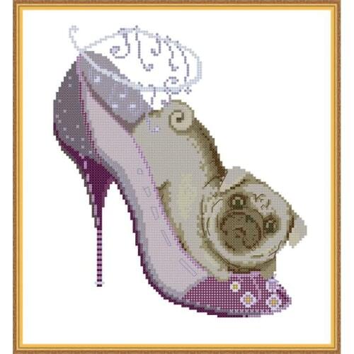 High heels and a dog home decor paintings counted printed on canvas DIY DMC 14 11CT Cross Stitch Needlework Sets Embroidery kits