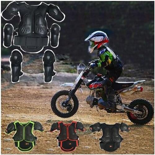 Full Black 4-16 Years Children Motocross Off Road Full Body Protection Armor Chest Spine Knee Elbow Guard Jacket vest suits