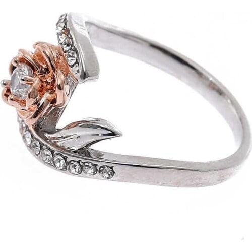 Fashion womens rose Gold Color flower ring zircon flower ring adjustable Jewelry 7 colors summer style ring