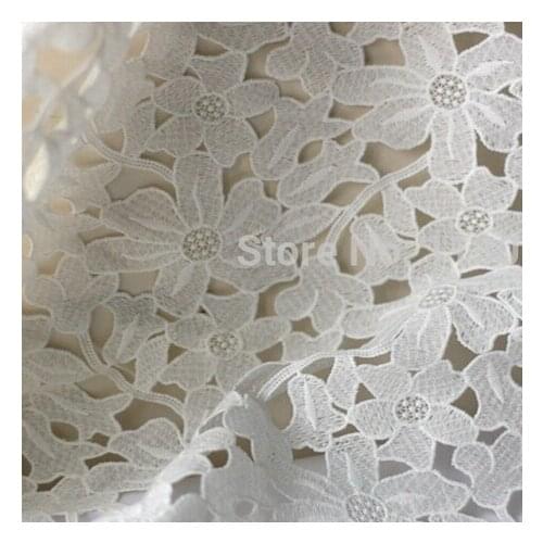 1Yard Latest African French Lace Fabric For Sewing/White Cord Lace Fabric/ High Quality Nigerian Wedding Dress Gown Lace Fabric