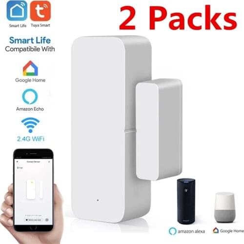 2 Packs Tuya Smart WiFi Door Sensor Door Open /Closed Detectors Magnetic switch Window sensor home security Alert security alarm