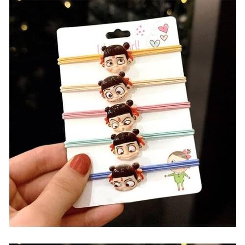 400pcs/lot DIY Cartoon Multi Resin Na Cha The Great Hair Bands Familiars Down Rubber Band Hair Styling Tools Accessories HA1064