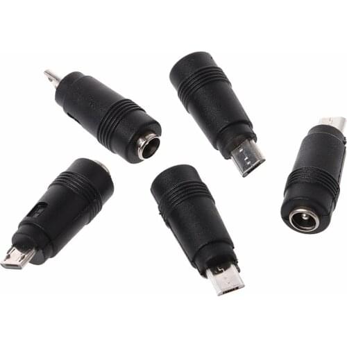 5 Pcs 5.5x2.1mm Female Jack to Micro USB Male Plug DC Power Connector Adapter