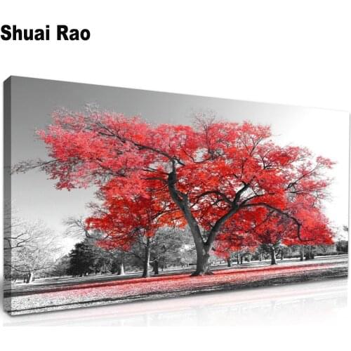 Large size Red tree 5d diy Diamond Painting Full square round Diamond Embroidery Mosaic diamond Nature landscape home art
