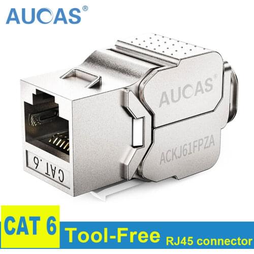 AUCAS CAT6 Keystone Jack Connectors Network RJ45 LAN Socket Full Shielded TOOLLESS Type Cable Tool Free Module Wiring Shielded