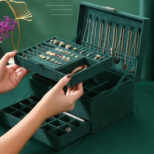 Large Capacity Jewelry Storage Box Multifunction Retro Necklace ring earring Organize Cases Travel Decorations arrange Accessory