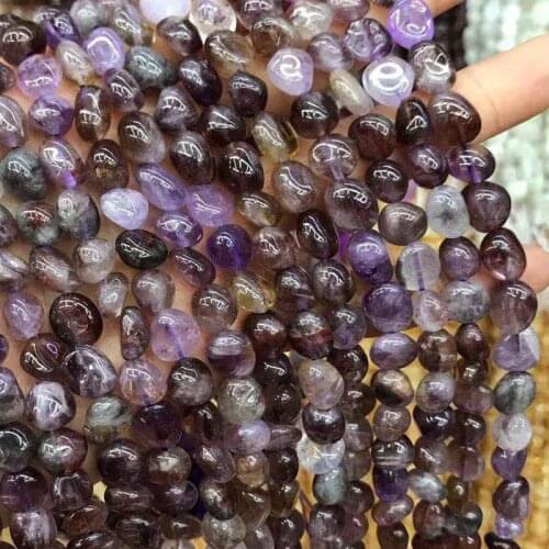6-8mm 8-10mm Irregular Natural Purple Rutilated Quartz Stone Beads For Jewelry Making Loose Hair Crystal Beads DIY Bracelet 15
