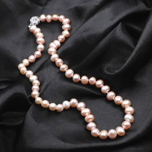 Natural Freshwater Pearl Beads Chain Necklace for Women Valentines Day Gift Pearls Chains Choker Clavicle Jewelry 18inch A754