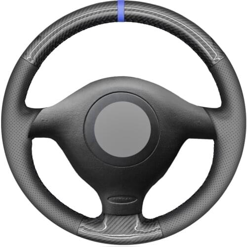 Black Carbon Fiber Leather Car Steering Wheel Cover for Seat Leon MK1 (1M) 1998-2005 Skoda Fabia RS 2003 Fabia 1 (6Y) 2004-2005