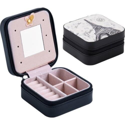 Display Storage Case Black Korean Fashion Creative Ring Bracelet Earring Jewelry Box Organizer Portable Travels Leather