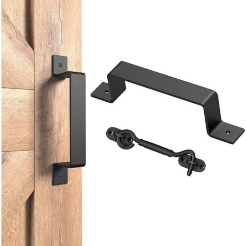 Sliding Barn Pull Door Handle&Heavy Duty Door Window Latch Lock Hook For Garden Gate Garage Furniture Cabinet Closet Drawer Knob