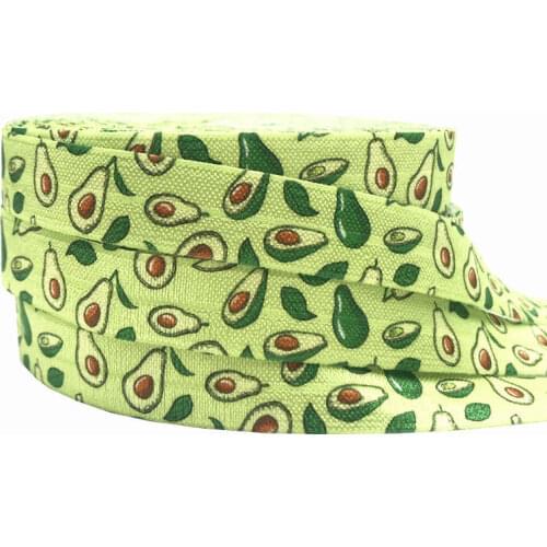 10 Yards St Patricks Day Print Fold Over Elastic 5/8" Avocado FOE Ribbon Webbing for DIY Headwear Hair Tie Hair Accessory