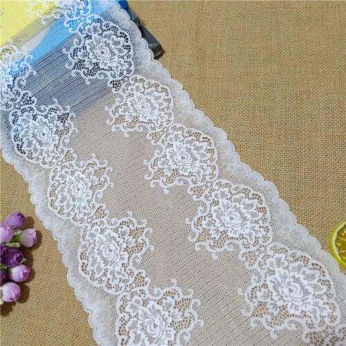 E2230 22.7cm Width Spandex Nylon Elastic Stretch white textiles lace trims for clothing
