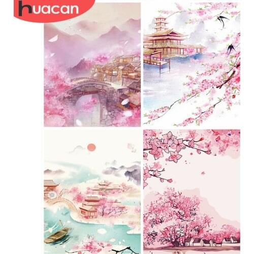 HUACAN DIY Pictures By Number Flower Painting By Numbers Scenery Drawing On Canvas Hand Painted Paintings Art Gift Home Decor