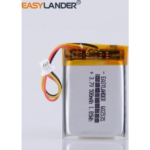 JST1.0 3p Polymer lithium battery 3.7 V 500mah 602535 can be customized CE FCC ROHS MSDS quality certification